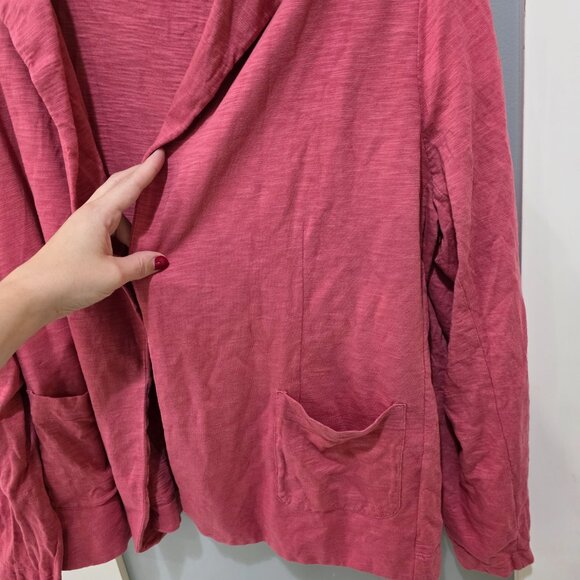 CHICO'S XXL (4) Pink Cotton Modal Open Cardigan Sweater Plus Size Knit Blazer - Picture 5 of 11